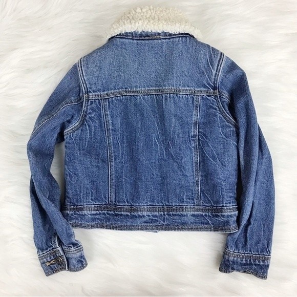 Cat & Jack Sherpa Lined Denim Jacket Blue Jean Coat Medium Wash Pockets Heavy XS - Picture 2 of 11